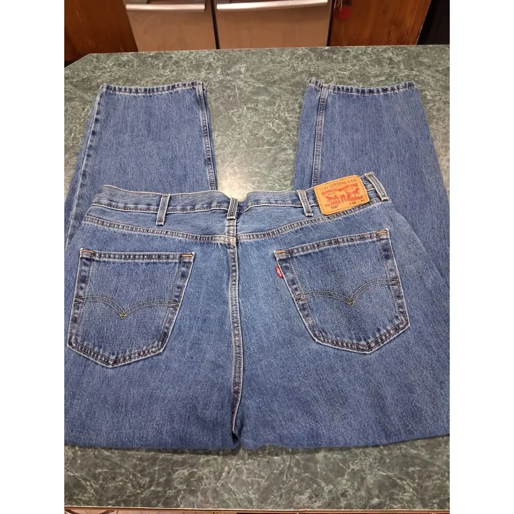 Levis 505 Jeans Mens 40x30 Blue Regular Fit Straight Leg Denim Classic 2